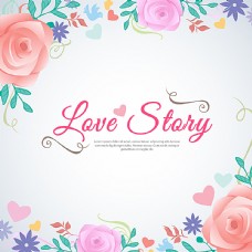 欧式边框玫瑰花边爱情故事背景图片