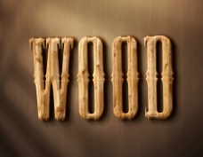 木质WOOD字体设计