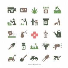 发芽药用大麻和园艺图标