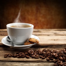 咖啡杯饼干与咖啡豆