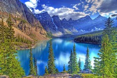 美丽湖泊山峰风景摄影