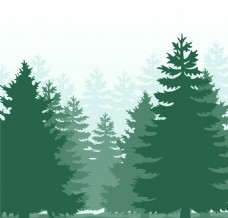 树木绿色森林剪影矢量素材