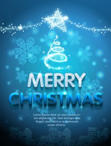 蓝色创意圣诞节海报设计PSD源文件