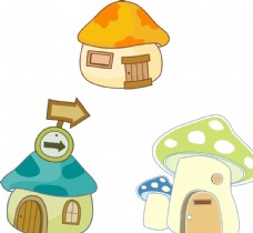 卡通 蘑菇房子图片