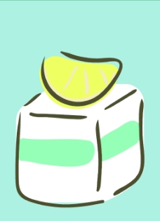 柠檬蛋糕简约插画