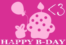 可爱气球粉色蛋糕快乐插画