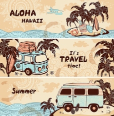 旅行海报卡通旅游宣传海报模板