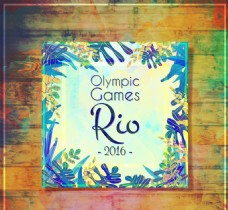 奥运会里约热内卢2016水彩树叶边框
