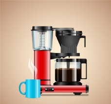 咖啡杯精美自动咖啡机设计矢量素材图片