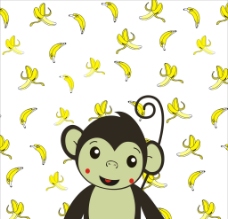 猴子香蕉底纹图案图片