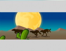 沙漠奔跑的狼狗flash动画