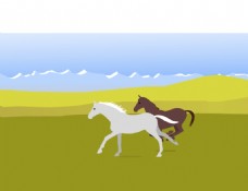 草原奔跑的骏马flash动画