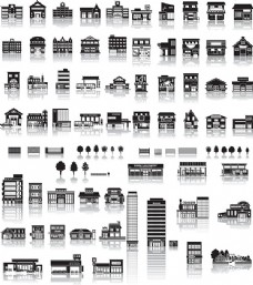 建筑素材黑白建筑矢量素材