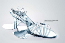 水彩效果水晶高跟鞋创意设计psd分层素材