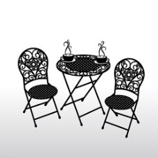 咖啡杯黑色花纹桌椅背景矢量素材图片