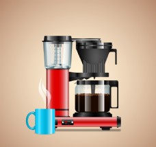 咖啡杯精美咖啡机设计矢量素材