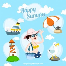 快乐的夏天的插图
