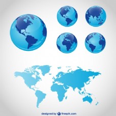 蓝色的地球仪和世界地图