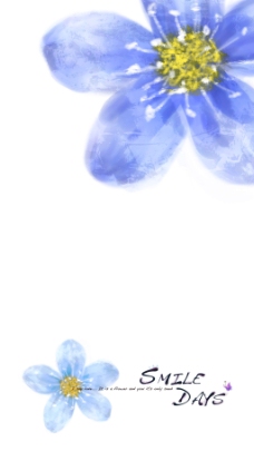 蓝色花朵特写水彩图案PSD分层素材