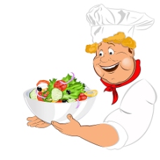 碗装蔬菜与卡通厨师