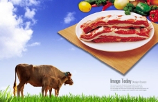 韩国食材牛排宣传海报psd素材