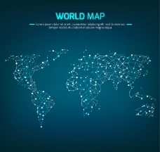 光线蓝色光点连线世界地图