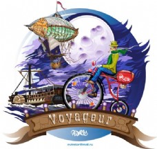 飞向月球加拿大自行车品牌插画矢量素材
