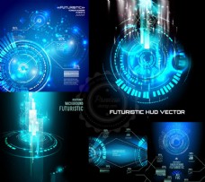 蓝色科技背景蓝色未来科幻风背景主题矢量素材V5