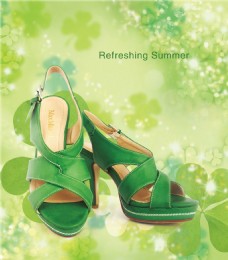 绿色清新女鞋海报