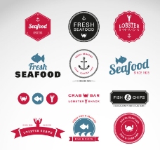 食材海鲜海鲜食品标签矢量素材