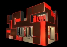 红色装修效果图3dx模型