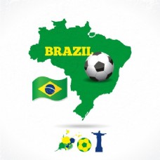 西一旗巴西地图旗和一个足球