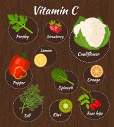 10款含维生素C的果蔬矢量图