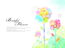 花朵创意水彩花朵图案创意设计PSD分层素材