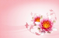 粉色花卉背景图片PSD分层素材