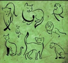 经典的手绘线条猫咪PS笔刷