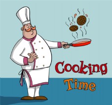 卡通烹饪中的厨师矢量素材