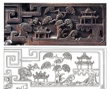古代建筑雕刻纹饰山水景观亭台楼阁19