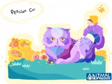 波斯猫 卡通动物插画 AI矢量243