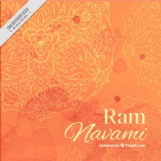 水彩画的RAM navami背景橙色的色调