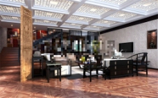 古典餐厅3D模型室内设计