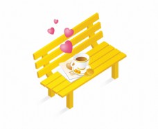 咖啡杯休闲长椅