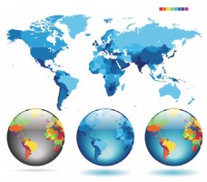 彩色世界地图矢量图