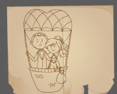 情侣热气球 怀旧纸张图片