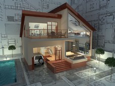 平面设计别墅3D效果与图纸