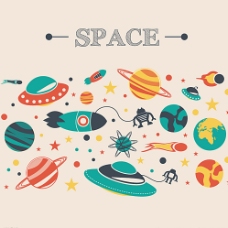 画册设计卡通太空探险插画矢量素材图片