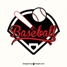棒球的球棒红色和黑色的棒球标志
