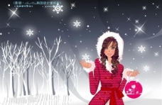 圣诞物品圣诞精品女孩矢量卡通人物AI0229