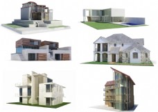 六套简易的3Dmax建筑模型.带材质贴图