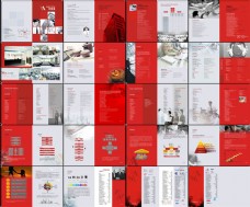 企业画册中国风红色画册设计矢量素材